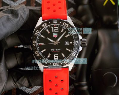 Replica TAG Heuer Formula 1 Black Dial Red Rubber Watch 41MM